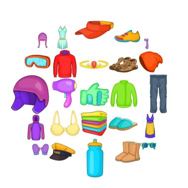 Aksesuar simge seti, karikatür tarzı