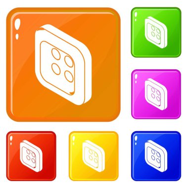 Kare giyim simgeler kümesi vektör renk düğme