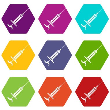 9 vektör enjektör Icons set