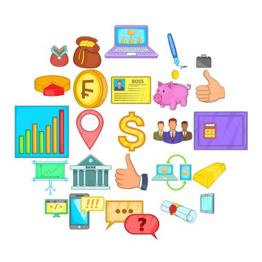 Muhasebe Icons set, karikatür tarzı