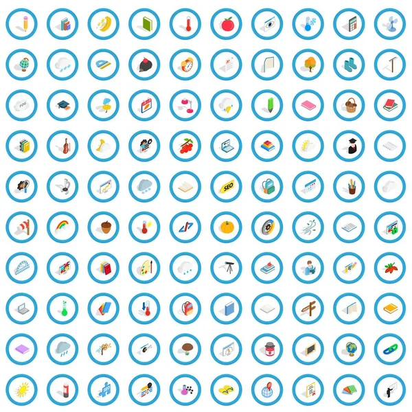 100 наборів піктограм календаря, ізометричний 3d стиль — стоковий вектор