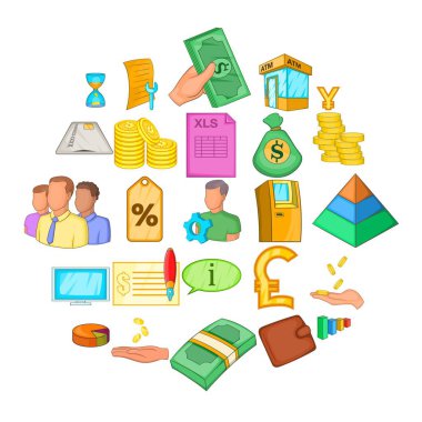 Stocktaking Icons set, karikatür tarzı