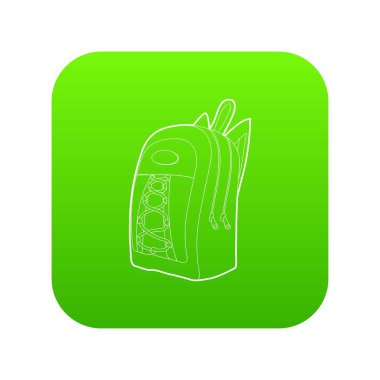 Okul sırt çantası yeşil simge vektör