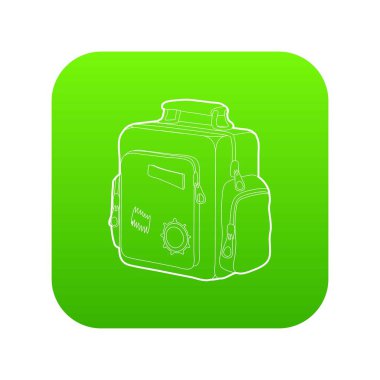 Çocuk okul çantası yeşil simge vektör