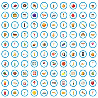 100 kalori Icons set, karikatür tarzı