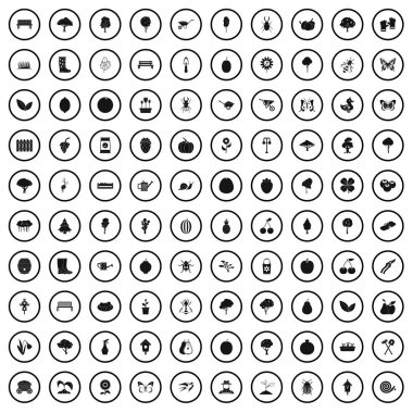 basit tarzda 100 Bahçe Icons set 