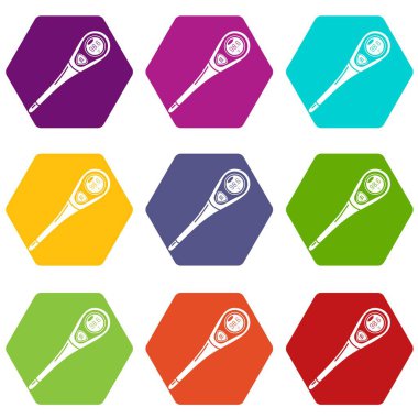 9 vektör tanılama termometre Icons set