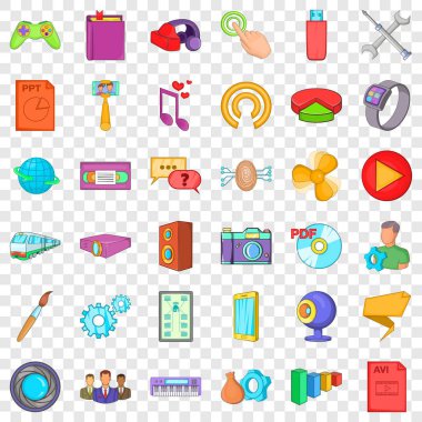 Farklı uygulamalar Icons set. Karikatür tarzı herhangi bir tasarım için web için 36 farklı uygulamaları vektör simgeler