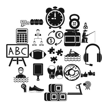 Adam spor Icons set, basit tarzı