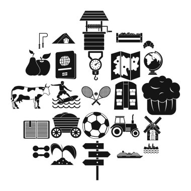 Su rekreasyon Icons set, basit tarzı