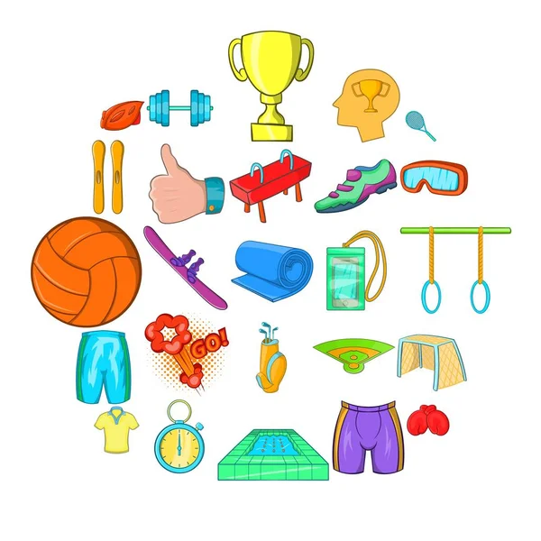 Set di icone sportive Elite, stile cartone animato — Vettoriale Stock
