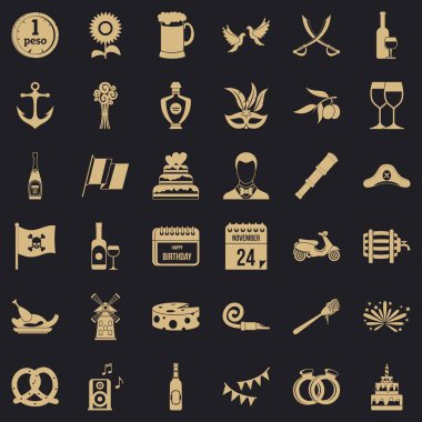 Tatil Icons set, basit tarzı