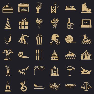 Eğlence Parkı Icons set, basit tarzı