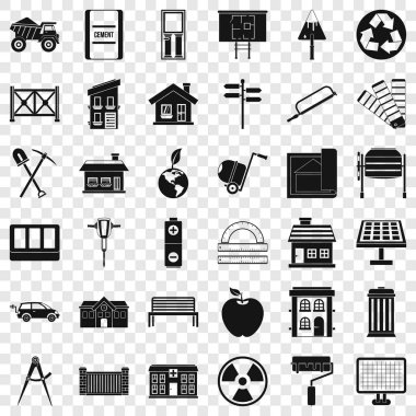 Mimari donanım simgeleri ayarlayın. 36 mimari donanım vektör simgeleri herhangi bir tasarım için web için basit tarzı