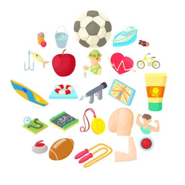 Erkek Oyunları Icons set, karikatür tarzı
