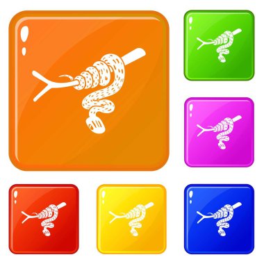 Ağaç yılan simgeler vektör renk ayarla