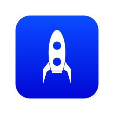 Roket simgesi dijital mavi beyaz vektör illüstrasyon izole herhangi bir tasarım için