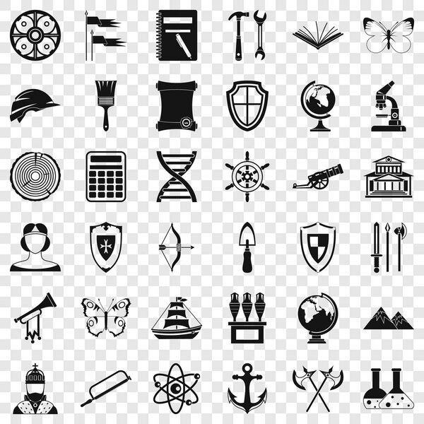 Archeology icons set, simple style