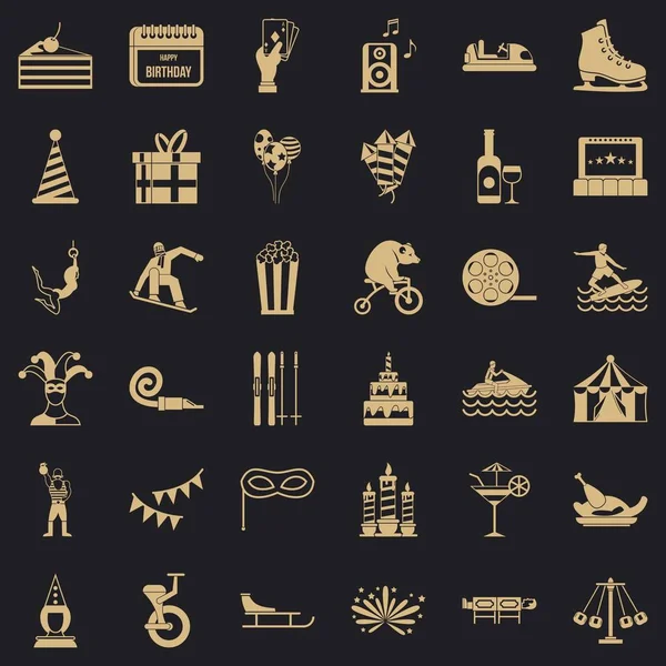 Conjunto de iconos del parque de atracciones, estilo simple — Vector de stock