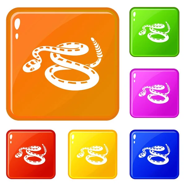 Rattlesnake icons set vector color — Stock Vector