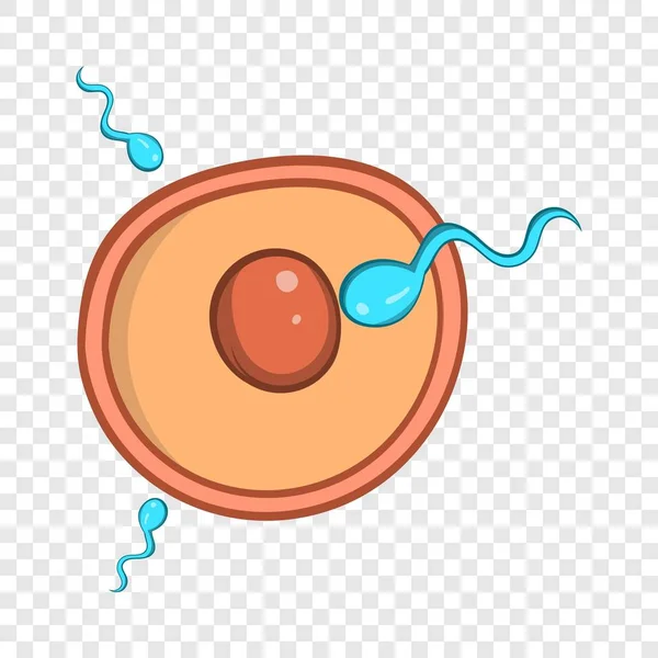 Fertilisation de l'icône de l'oeuf, style dessin animé — Image vectorielle