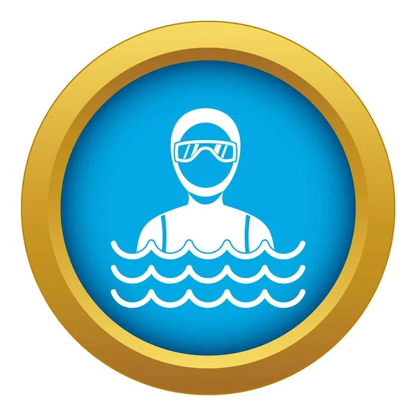 Scuba diver mens in duikpak pictogram blauwe vector geïsoleerd — Stockvector
