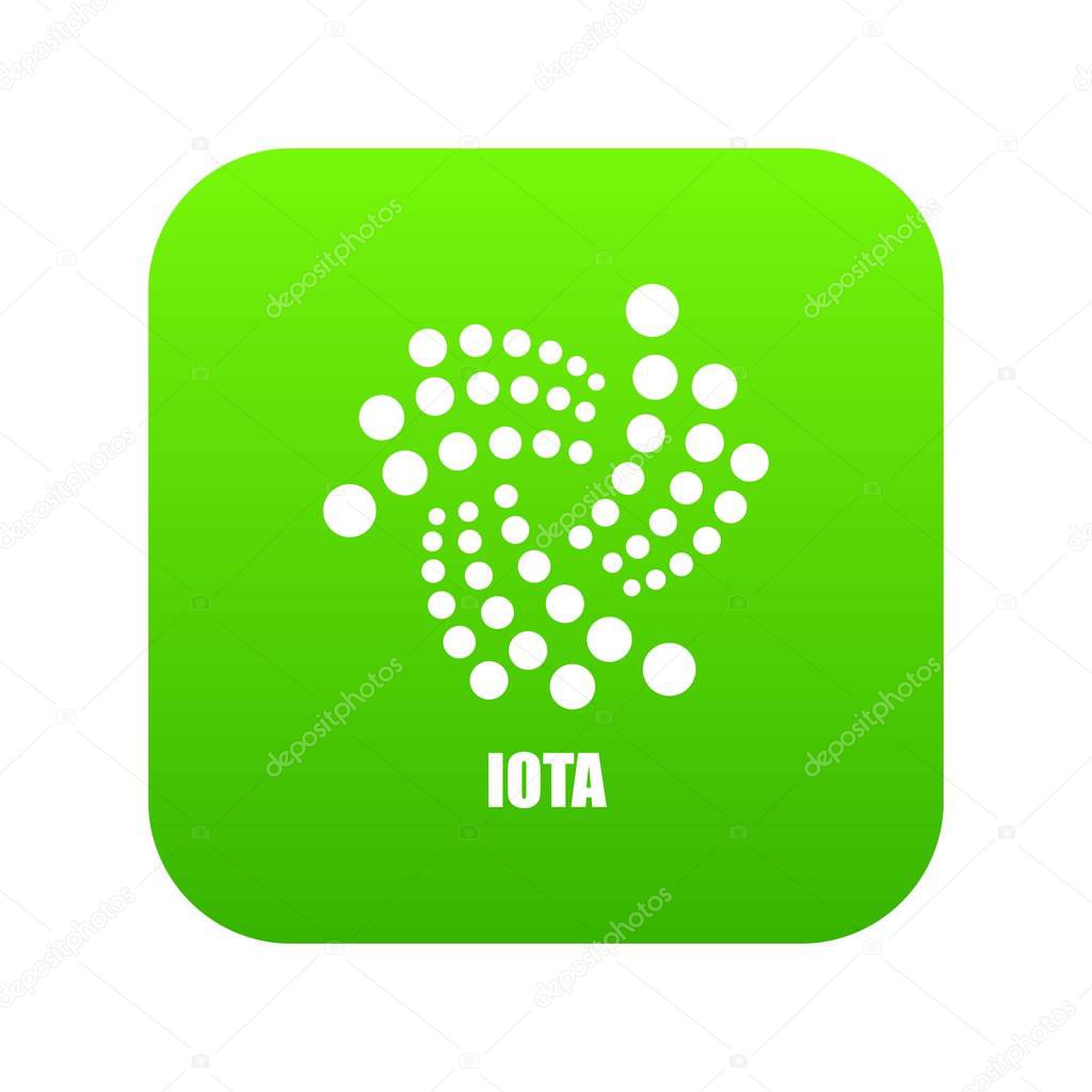 Iota icon green vector isolated on white background