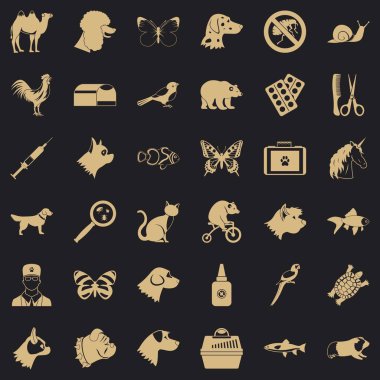 Hayvan Icons set, basit tarzı