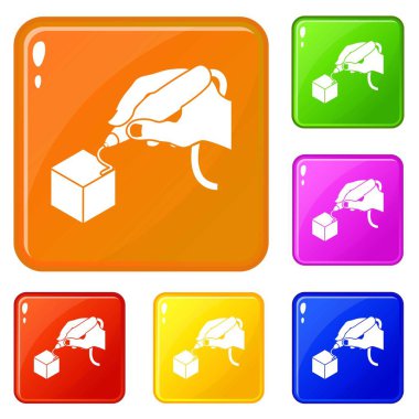 D el baskı simgeler vektör renk ayarla