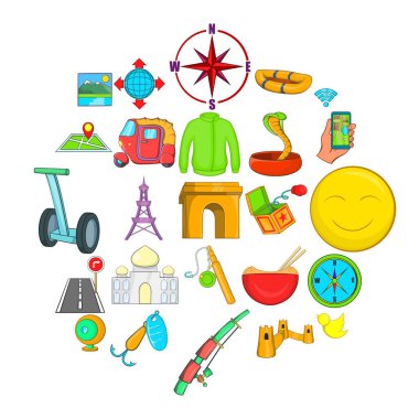 Paris Icons set, karikatür tarzı