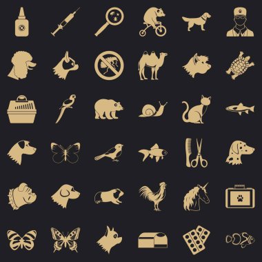 Hayvan Icons set, basit tarzı için yardım