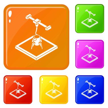 Simgeler yazdırma roket d vektör renk ayarla