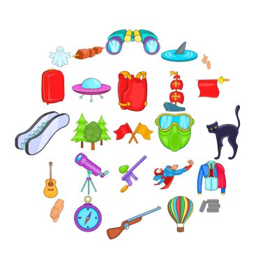 Gizemli şeyler Icons set, karikatür tarzı