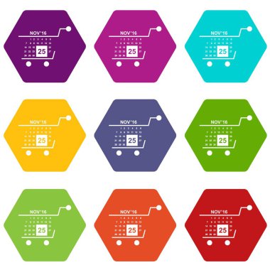 Sepet takvim yirmi beşinci Kasım simgelerin 9 vektör ayarla