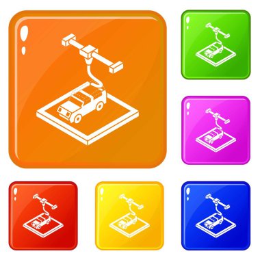 Araba d simgeler yazdırma vektör renk ayarla