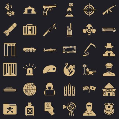 Antiterör organizasyon Icons set, basit tarzı