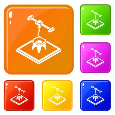 Diş d simgeler kümesi vektör renkli baskı