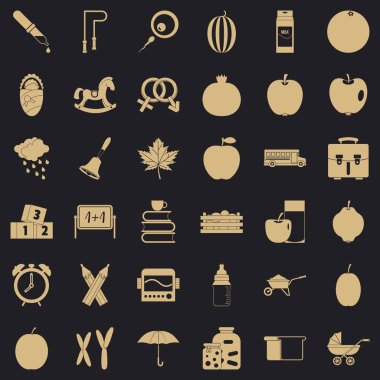 Okul Icons set, basit tarzı