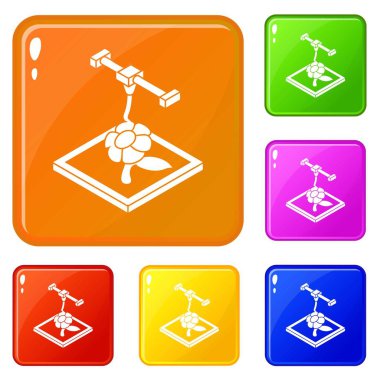 Simgeler yazdırma çiçek d vektör renk ayarla