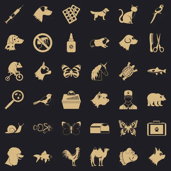 Veteriner Doktor Icons set, basit tarzı