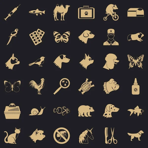 Hayvan tıp Icons set, basit tarzı
