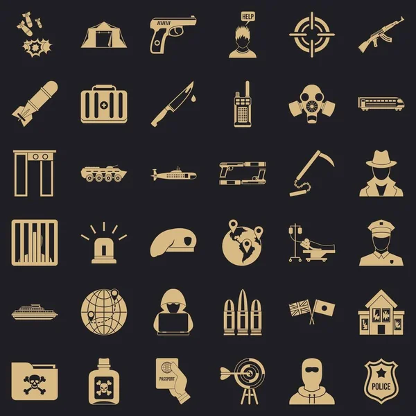 Antiterör organizasyon Icons set, basit tarzı