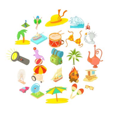 Macera zamanı Icons set, karikatür tarzı