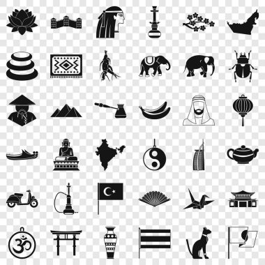 Asya insanlar Icons set, basit tarzı