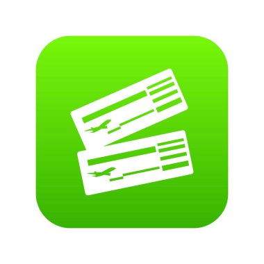 Hava bilet yeşil simge vektör