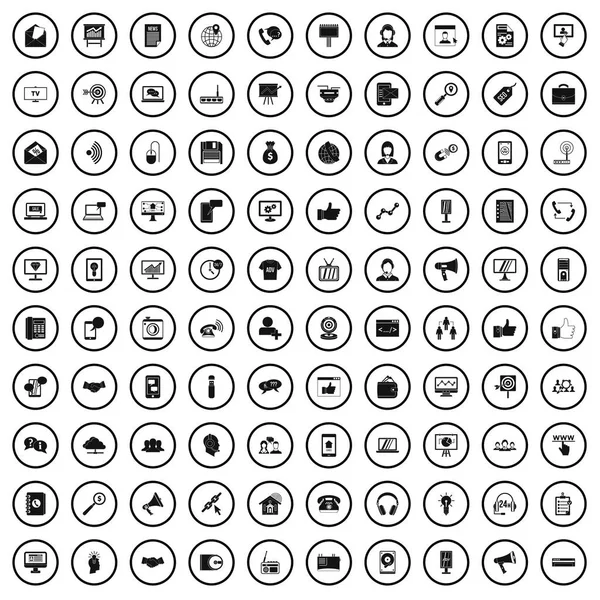 100 Helpdesk-Symbole, einfacher Stil — Stockvektor
