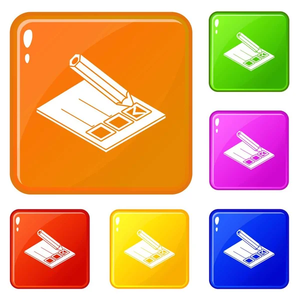 Elección papel iconos conjunto vector de color — Archivo Imágenes Vectoriales