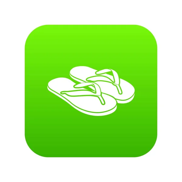 Slipper icon green vector — Stock Vector