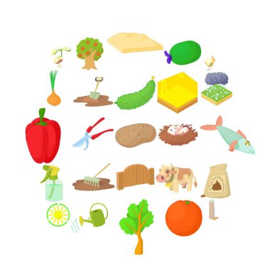 Temizlik Icons set, karikatür tarzı