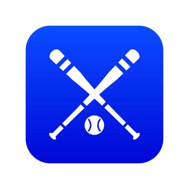 Beyzbol sopası ve topu simgesini dijital mavi